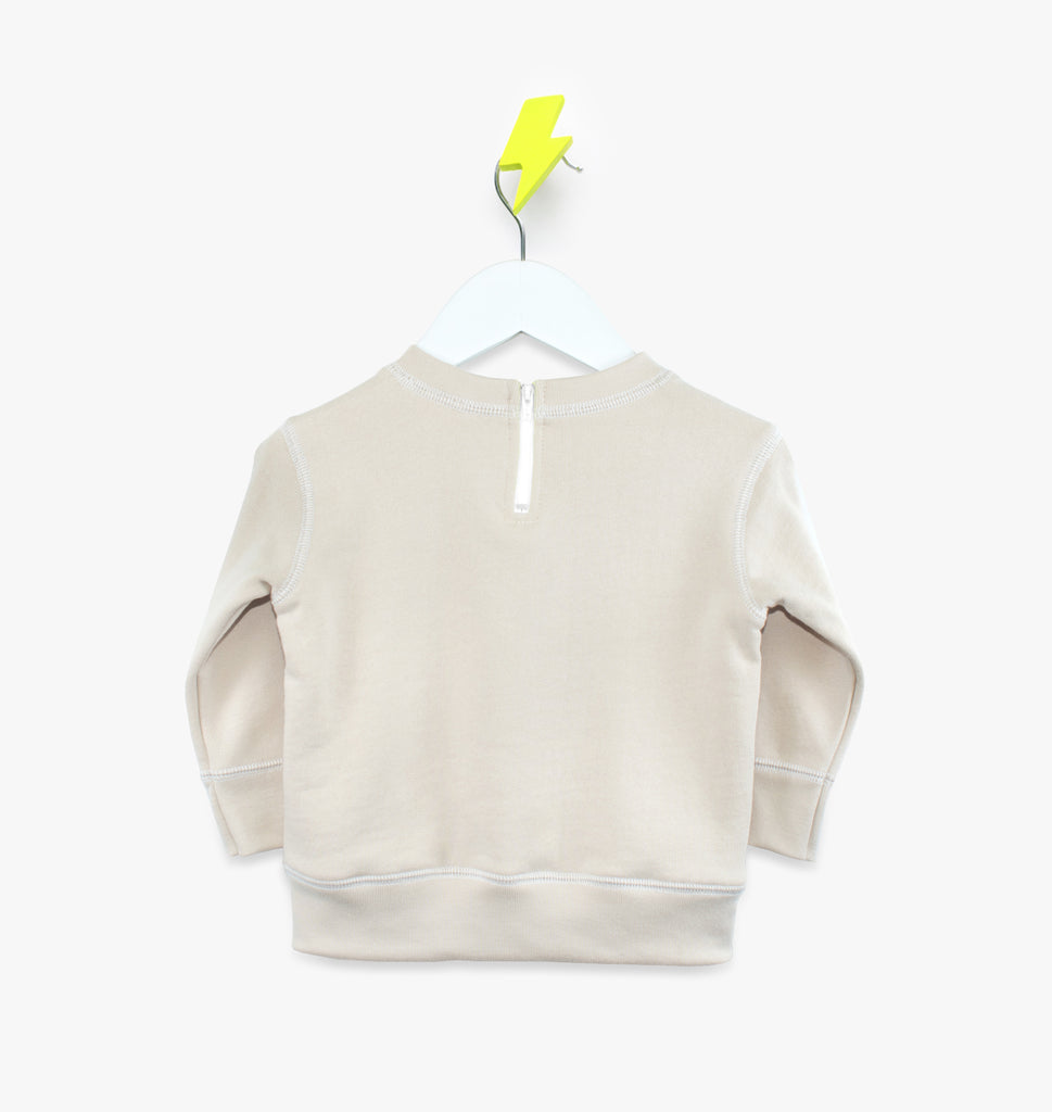 Zip Back Sweater in Cream/White