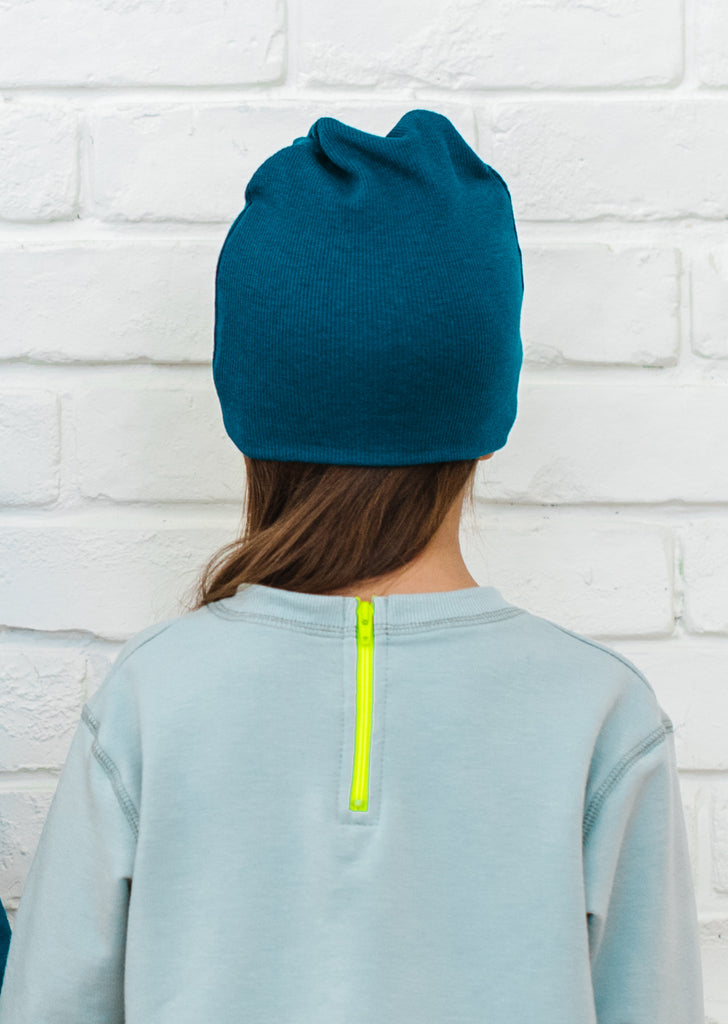 Zip Back Sweater in Teal/Yellow